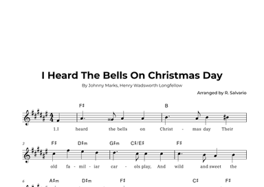 I Heard The Bells On Christmas Day (Key of F-Sharp Major) (arr. R. Salvario)
