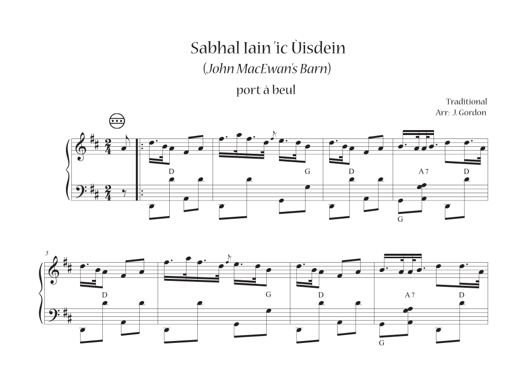 Sabhal Iain 'ic Ùisdean (John MacEwan's Barn) (arr. Julia Gordon)