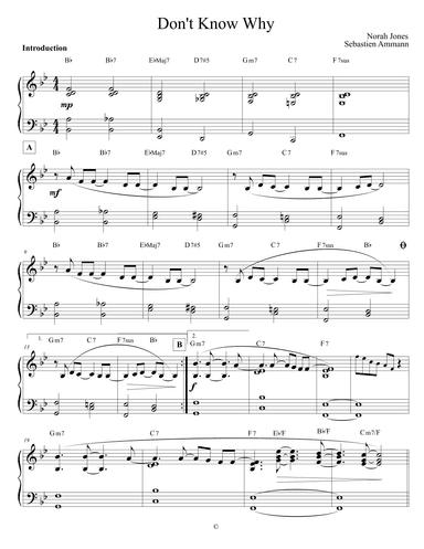 Don't Know Why (arr. Sebastien Ammann)