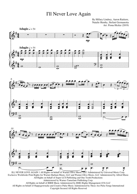 I'll Never Love Again (arr. Fiona Hickie)