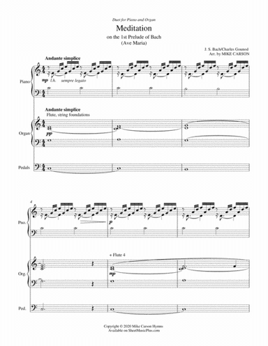 Meditation (Ave Maria) Bach-Gounod (Piano & Organ Duet) (arr. Mike Carson)
