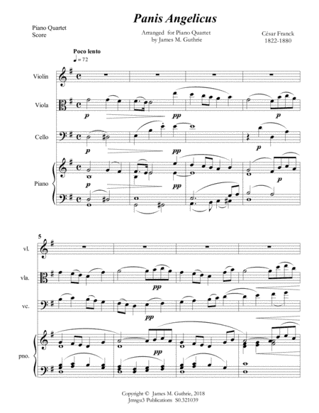 Franck: Panis Angelicus for Piano Quartet (arr. James M. Guthrie, ASCAP)