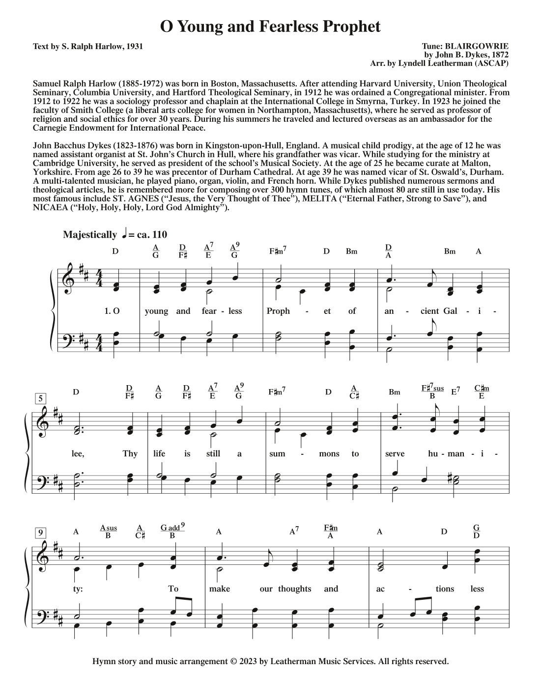O Young and Fearless Prophet (arr. Lyndell Leatherman)