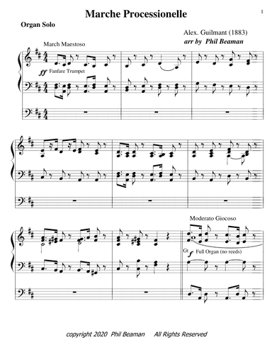 Marche Processionelle-Guilmant- organ solo (arr. Phil Beaman)