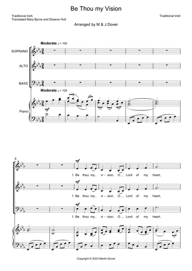 Be Thou my Vision (Slane) - 3 Part Choir - SAB - Mixed Voices (arr. M & J Dover)