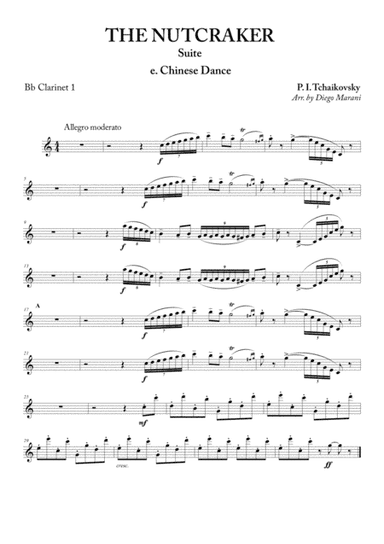 "Chinese Dance" from Nutcracker Suite for Clarinet Quartet (arr. Diego Marani)