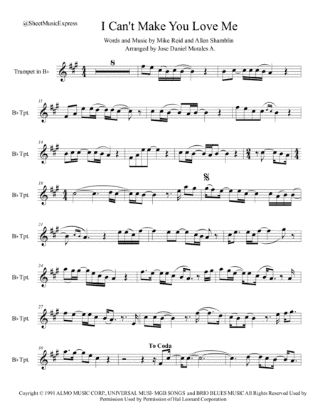 I Can't Make You Love Me (arr. Jose Daniel Morales A.)