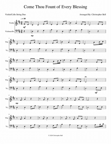 Come Thou Fount of Every Blessing - Violin/Cello Duet (arr. Christopher Bell)