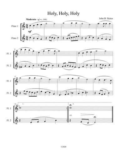 Holy, holy, holy (flute duet) (arr. B C Dockery)