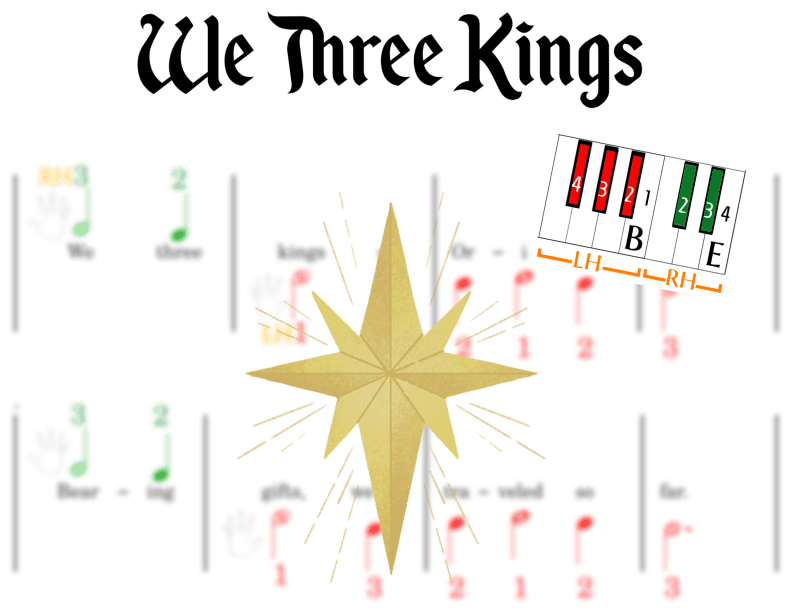 We Three Kings - Pre-staff Finger Number Notation on Black + White Keys (arr. Elizabeth Essex)