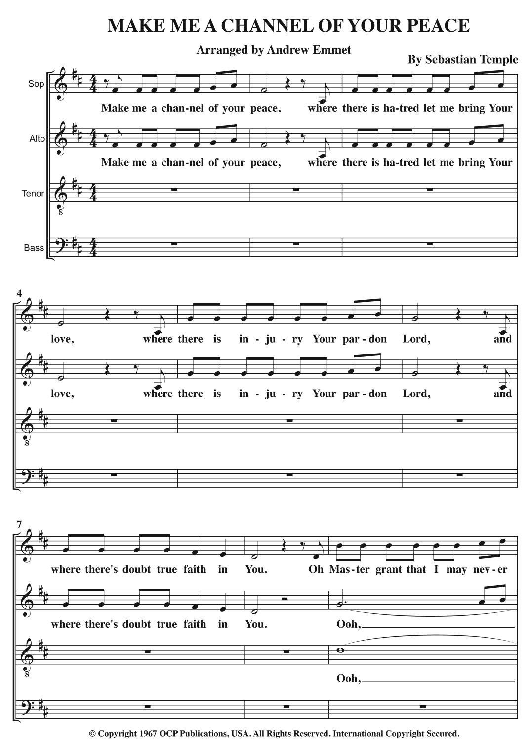 Make Me A Channel Of Your Peace (prayer Of St. Francis) (arr. Andrew Emmet)