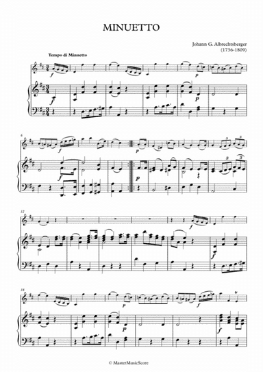 Albrechtsberger - Minuetto in D major for violin and piano (arr. MMS)