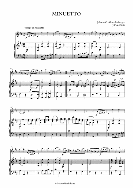 Albrechtsberger - Minuetto in D major for violin and piano (arr. MMS)