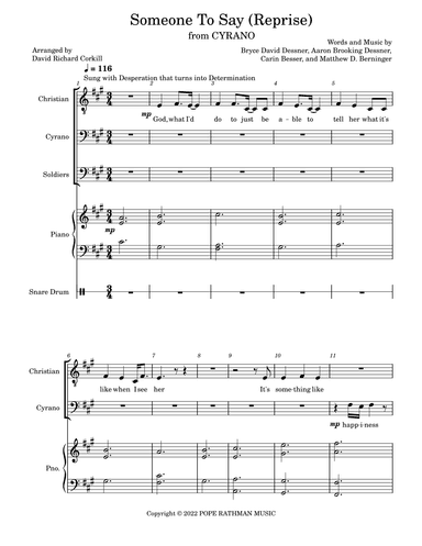 Someone To Say (fr. 'cyrano') (reprise) (arr. David Richard Corkill)
