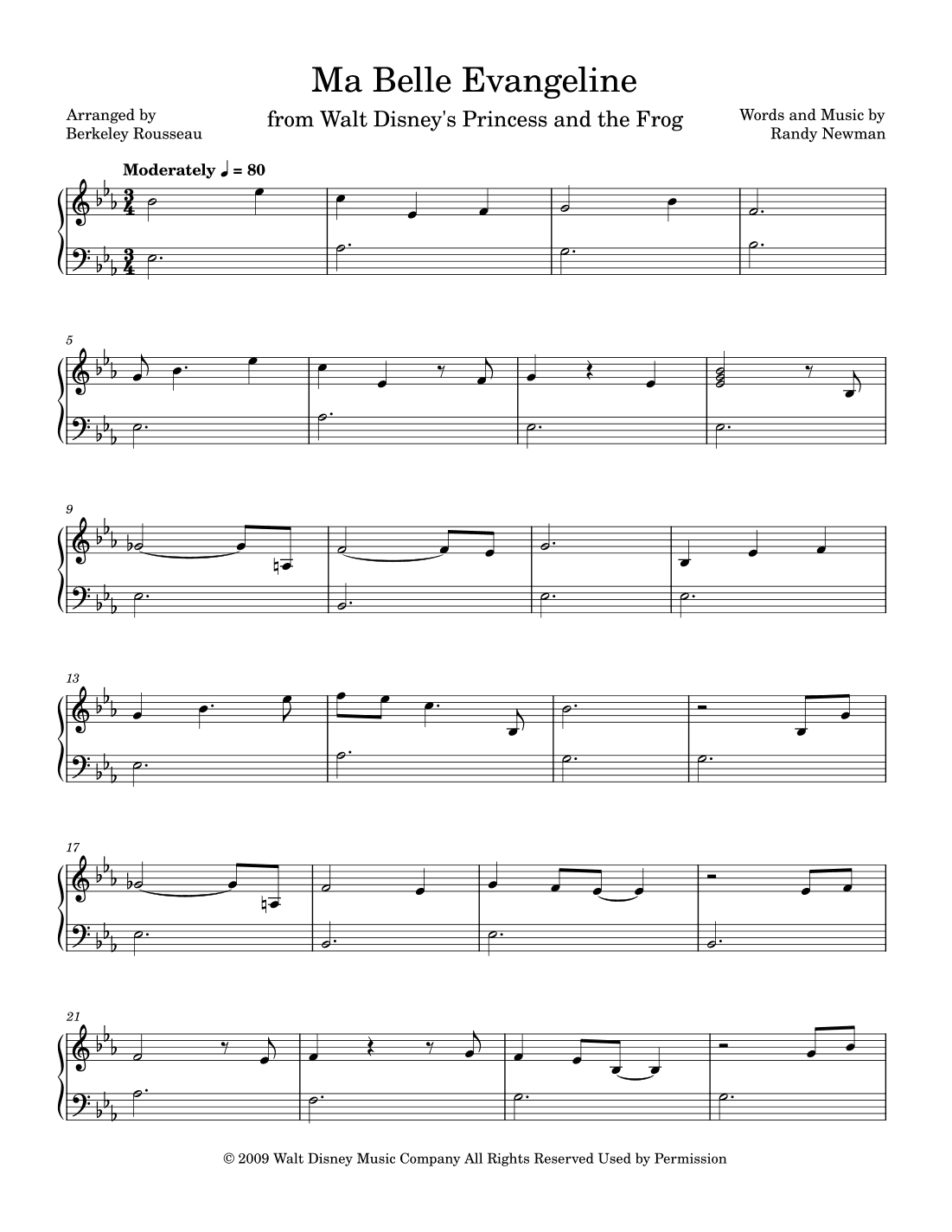 Ma Belle Evangeline (arr. Berkeley Rousseau)