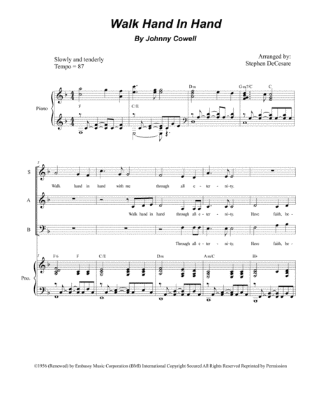 Walk Hand In Hand (arr. Stephen DeCesare)