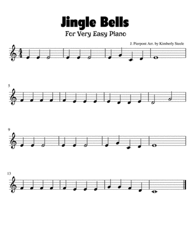 Jingle Bells for Very Easy Piano (arr. Kimberly Steele)