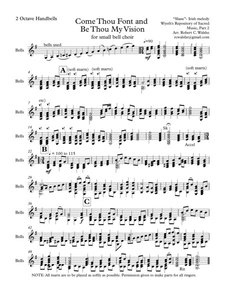 Come Thou Fount of Every Blessing with Be Thou My Vision-2 Octave Handbells (arr. Robert C. Walshe (rcwalshe@gmail.com))