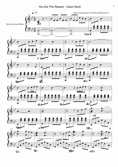 You Are The Reason (arr. Valeriya Zahonyayeva)