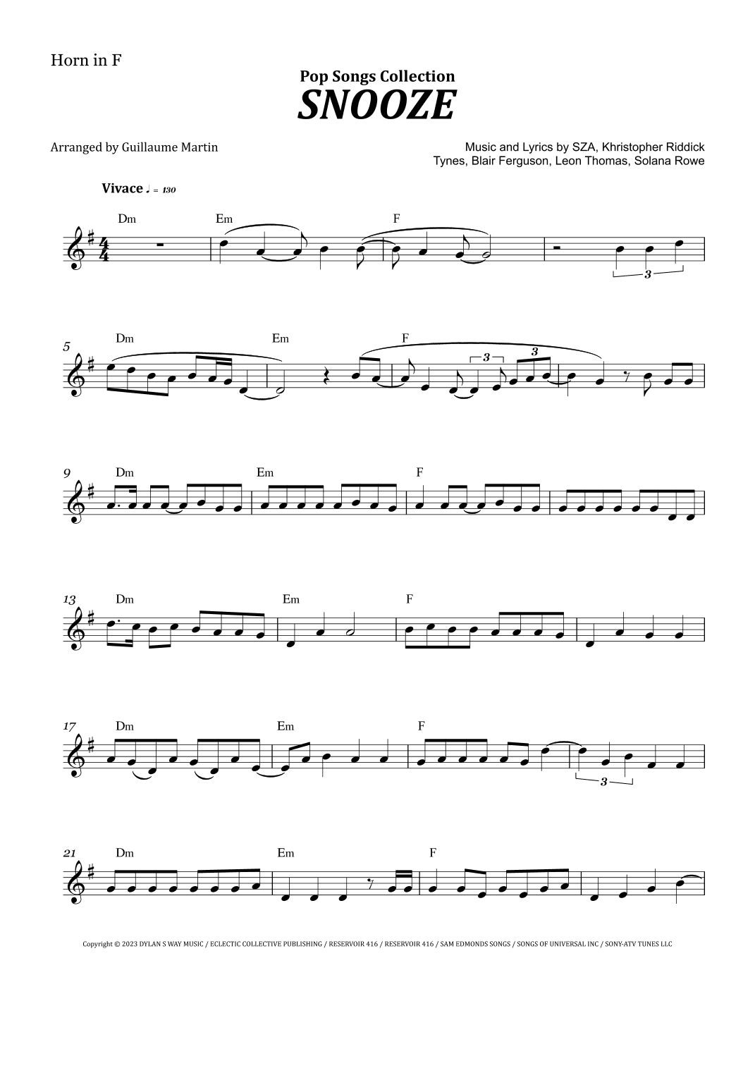 Snooze (arr. Guillaume Martin)