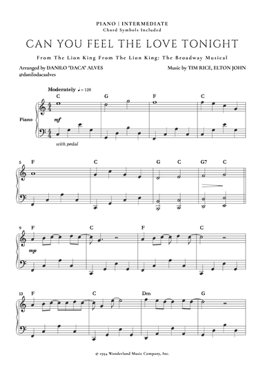 Can You Feel The Love Tonight (arr. Danilo "Daca" Alves)