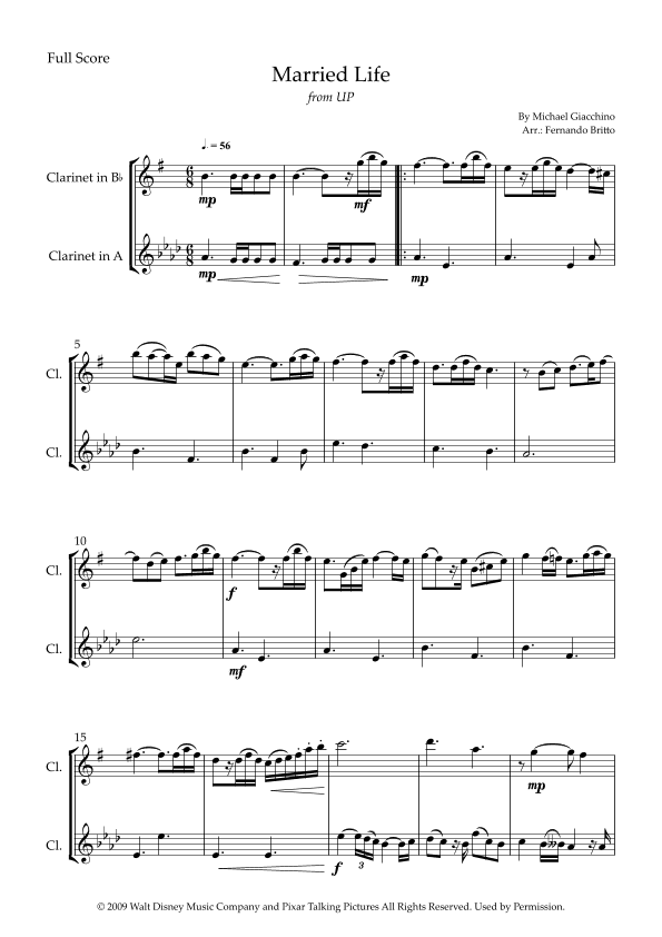 Married Life (arr. Fernando Britto)