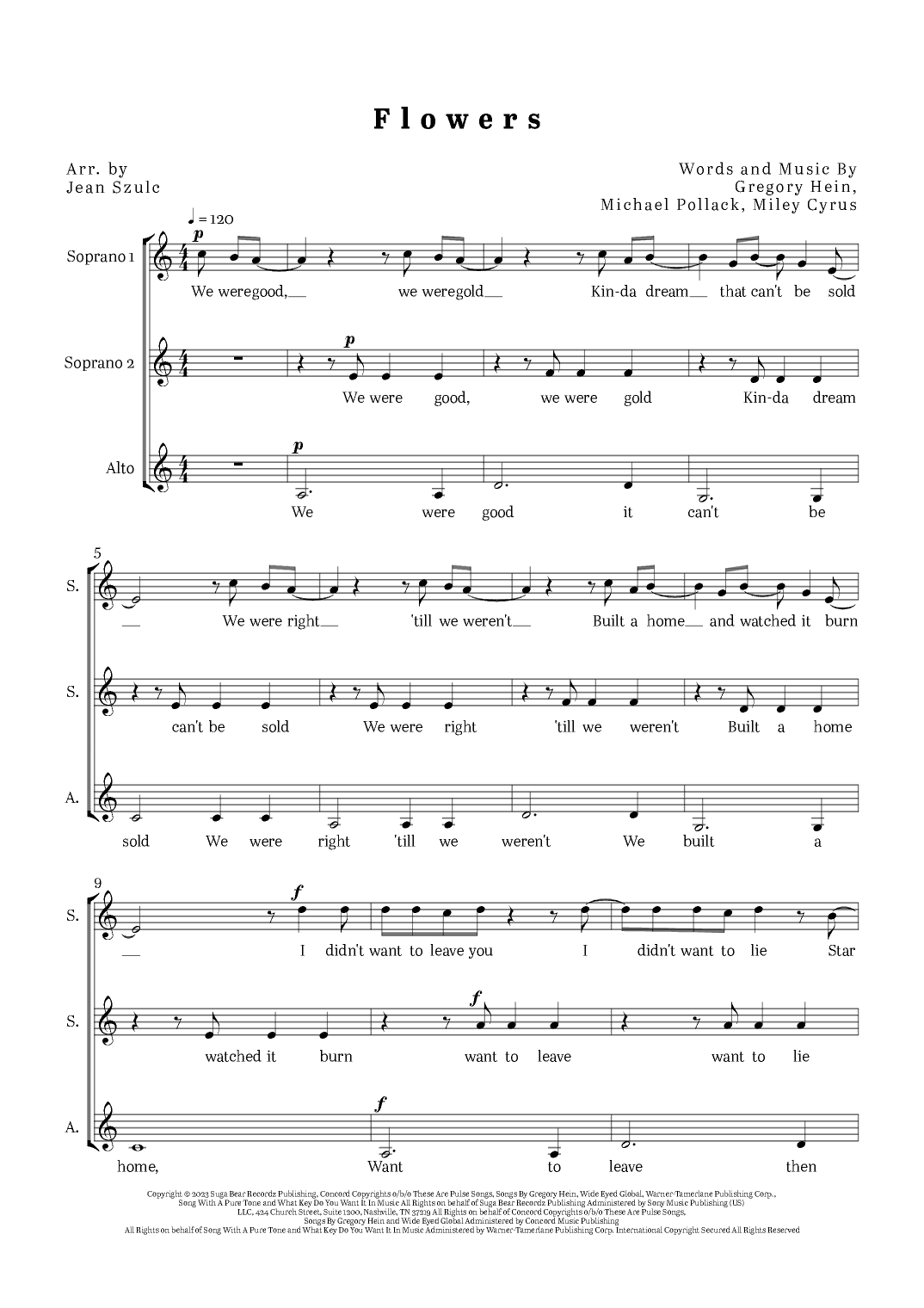 Flowers (arr. Jean Szulc)