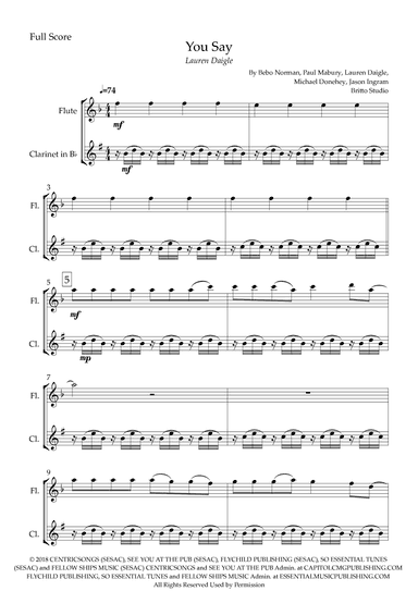 You Say (arr. Fabio Britto)