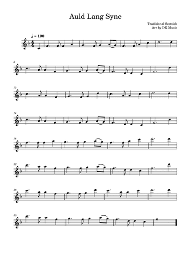 Auld Lang Syne - Violin Solo (arr. DK Music)