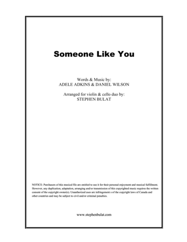 Someone Like You (arr. Stephen Bulat)