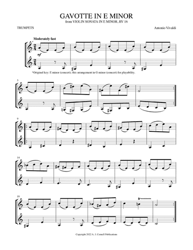 Gavotte in E Minor (from Violin Sonata in E Minor) (arr. Mark Phillips)