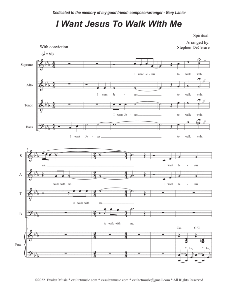 I Want Jesus To Walk With Me (Vocal Quartet - (SATB) (arr. Stephen DeCesare)