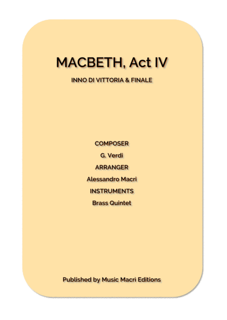 INNO DI VITTORIA & FINALE from MACBETH - Act IV (arr. Alessandro Macrì)