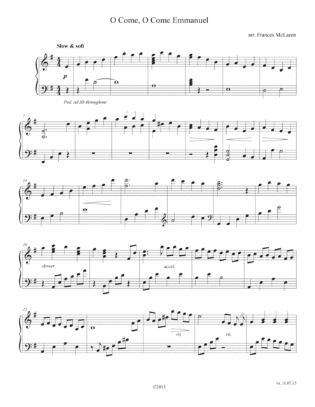 O Come, O Come, Emmanual (arr. Frances McLaren)