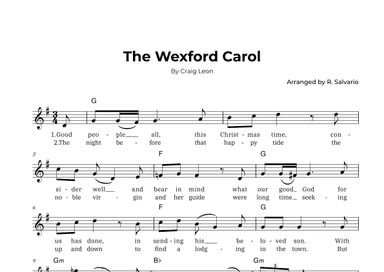 The Wexford Carol (Key of G Major) (arr. R. Salvario)