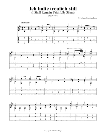 Ich halte treulich still (I Shall Remain Faithfully Silent) BWV 466 (arr. Mark Phillips)