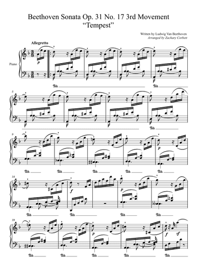 Sonata Op. 31 No. 17 3rd Movement Tempest (arr. Zachary Corbett)