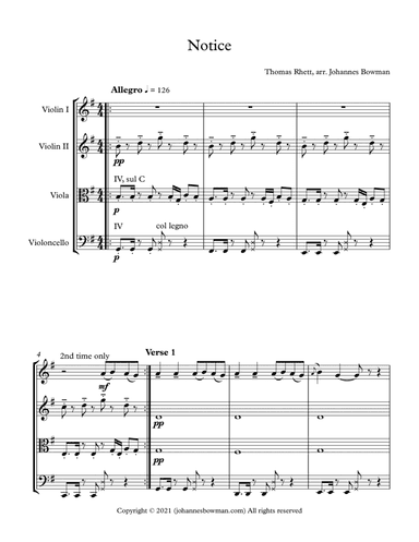 Notice (arr. Johannes Bowman (BowString Music))
