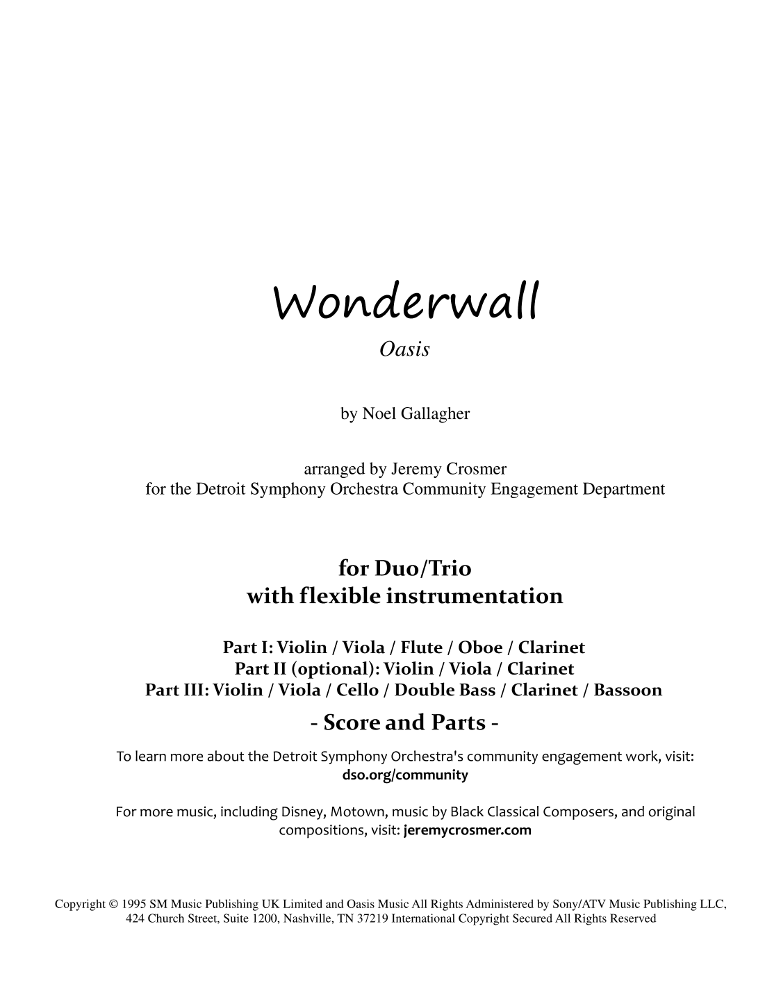 Wonderwall (arr. Jeremy Crosmer)