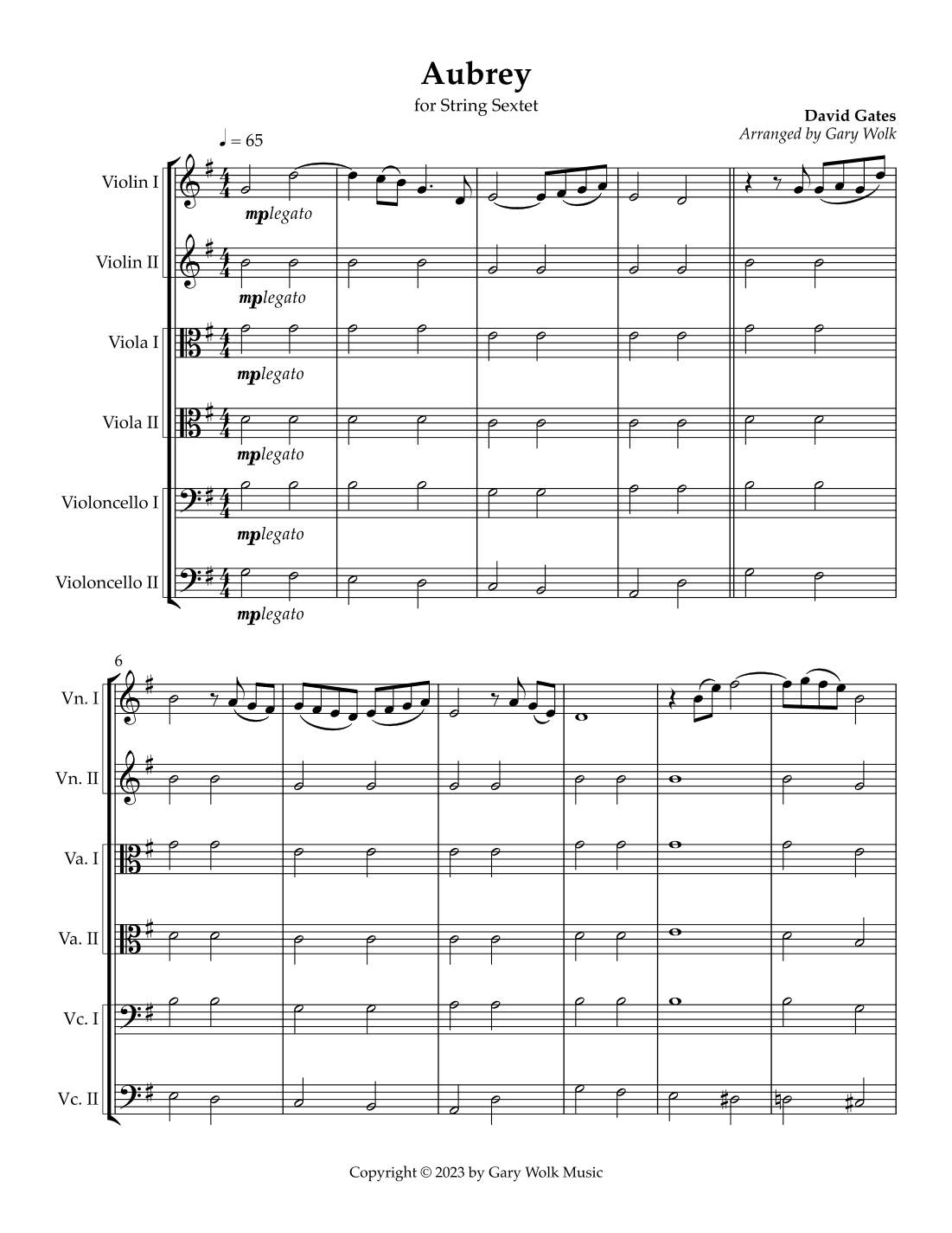 Aubrey (arr. Gary Wolk)