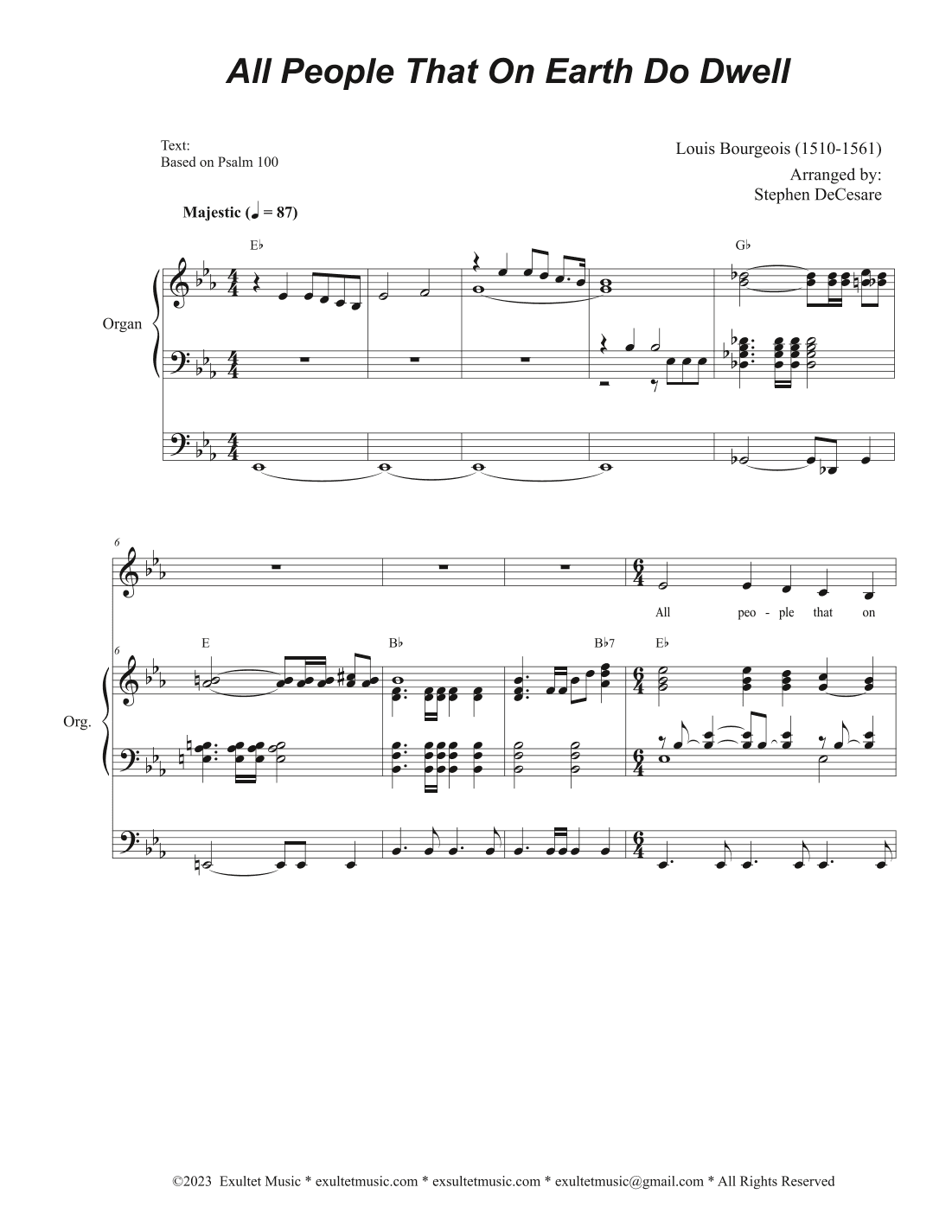 All People That On Earth Do Dwell (Unison choir - Medium Key) (arr. Stephen DeCesare)