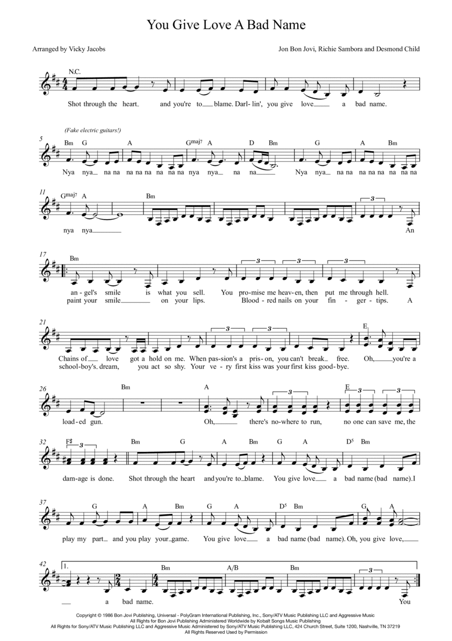 You Give Love A Bad Name (arr. Vicky Jacobs)