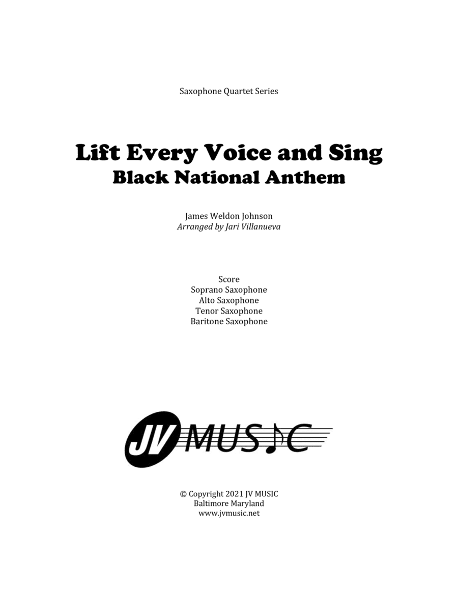 Lift Every Voice And Sing Black National Anthem for Saxophone Quartet (arr. Jari Villanueva)