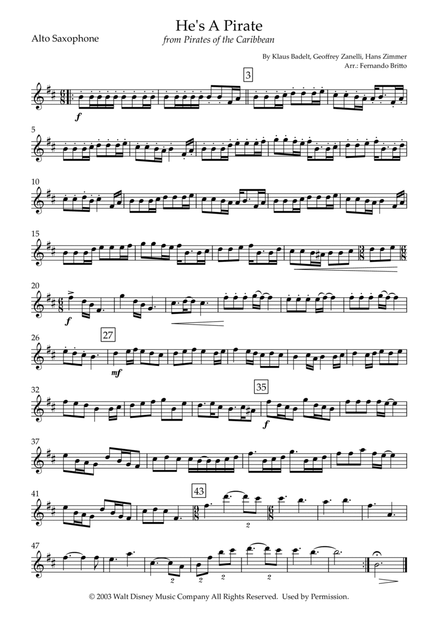 He's A Pirate (arr. Fernando Britto)