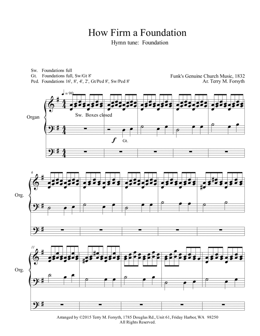 "How Firm a Foundation", a French toccata (arr. Terry M. Forsyth)