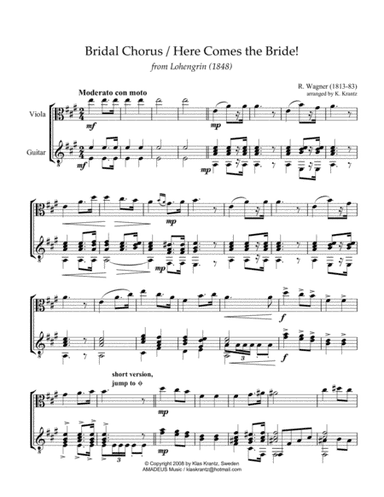 Bridal Chorus / Here Comes the Bride! for viola and guitar (arr. K. Krantz)