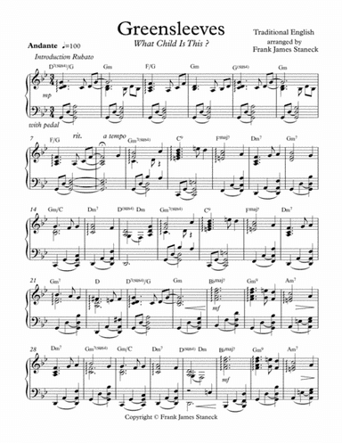 Greensleeves "What Child Is this" (arr. Frank James Staneck)