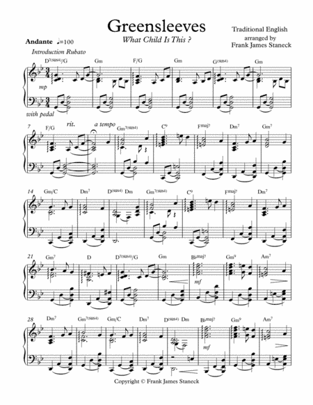 Greensleeves "What Child Is this" (arr. Frank James Staneck)