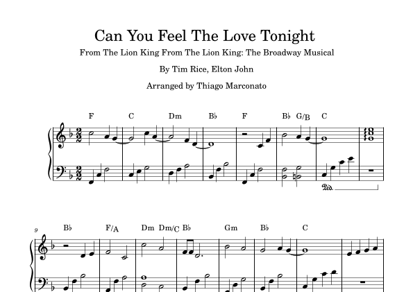 Can You Feel The Love Tonight (arr. Thiago Marconato)