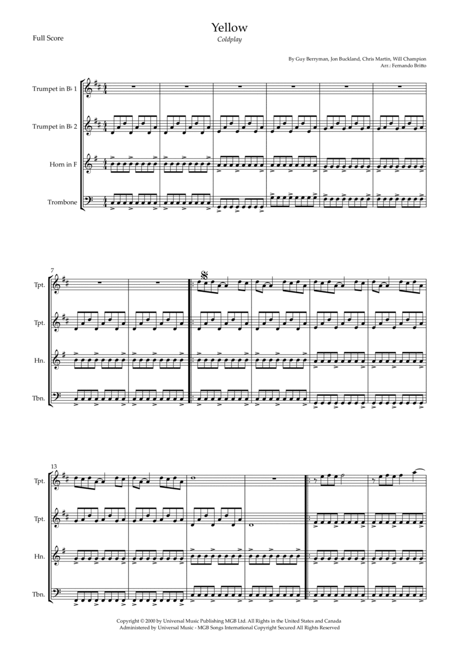 Yellow (arr. Fernando Britto)